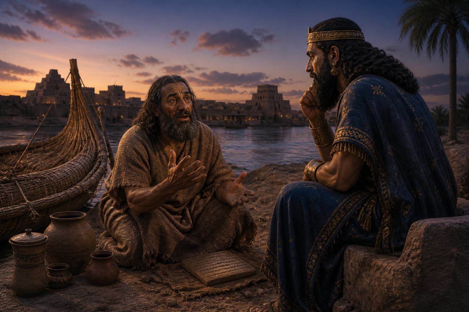 Reconstrução artística do relato do dilúvio a Gilgamesh