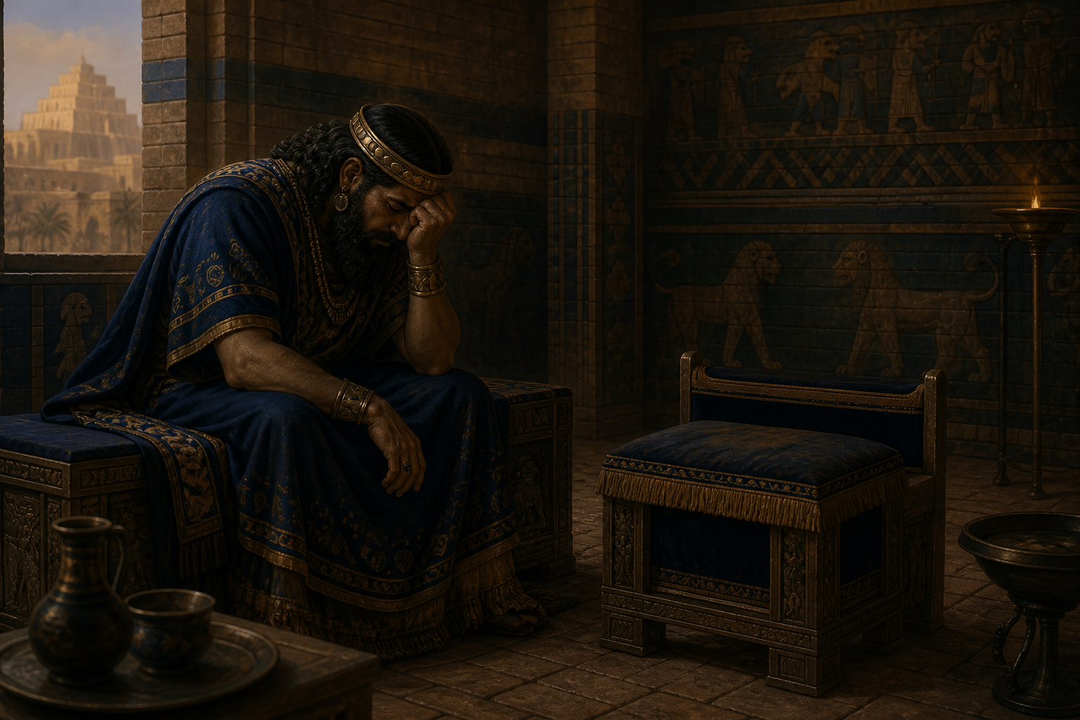 Ilustração artística do luto de Gilgamesh por Enkidu