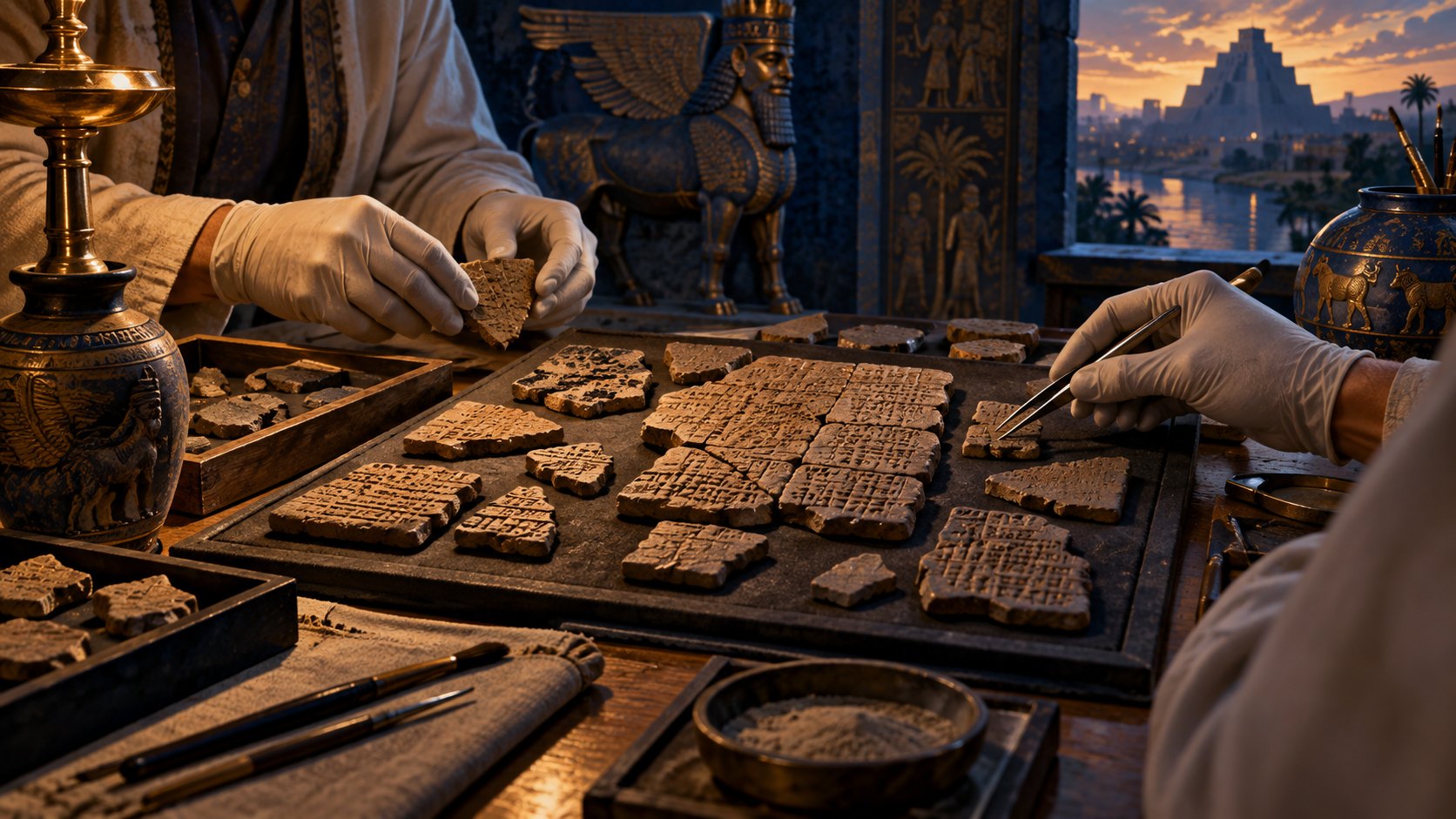 Reconstrução conceitual de fragmentos de tabuinhas cuneiformes da Descida de Inanna