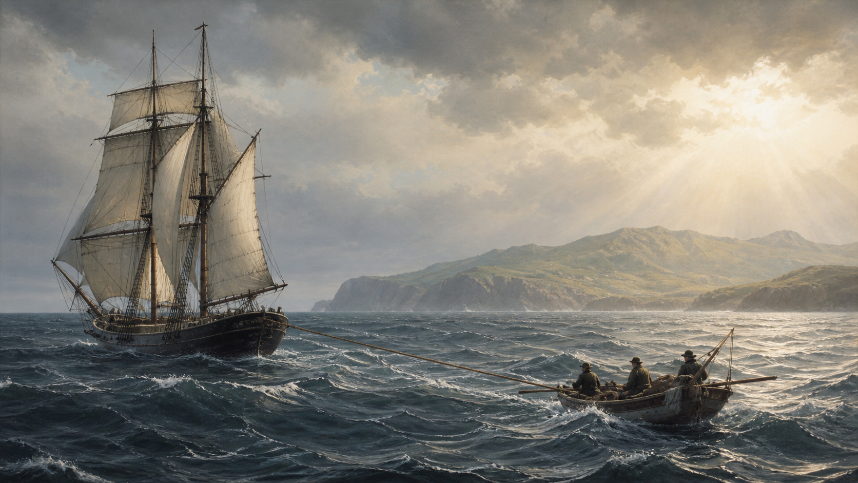 Reconstrução hipotética de um bote ligado ao Mary Celeste durante uma evacuação temporária